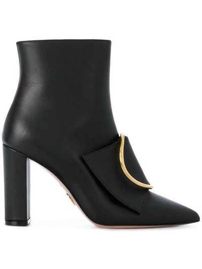 Shop Oscar Tiye Buckle Front Heeled Boots - Black