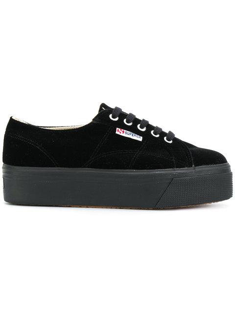superga black velvet sneakers