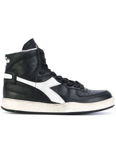Shop Diadora Mi Basket Used Hi-top Sneakers In Black