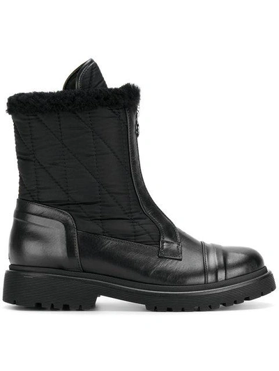 quilted shearling-trim boots