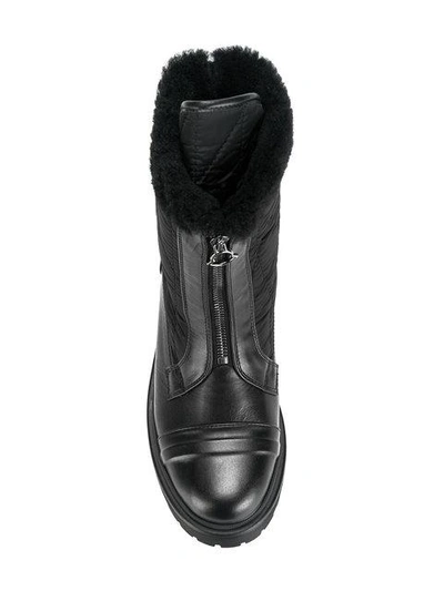 Shop Moncler Quilted Shearling-trim Boots