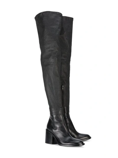 Shop Ann Demeulemeester Thigh-high Mid-heel Boots - Black