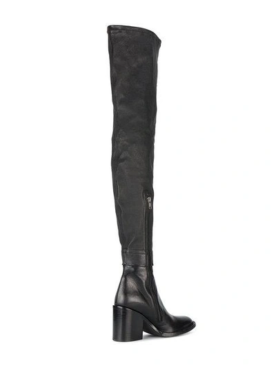 Shop Ann Demeulemeester Thigh-high Mid-heel Boots - Black