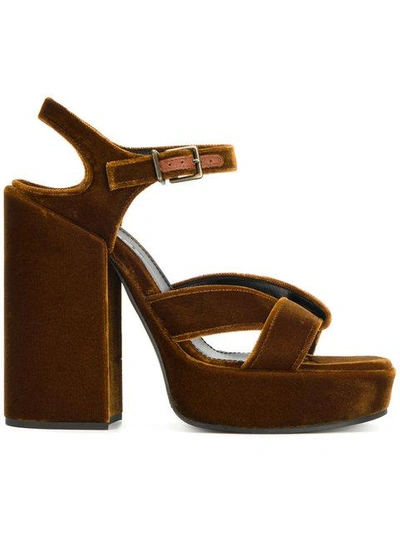 Shop Jil Sander Platform Sandals In Brown