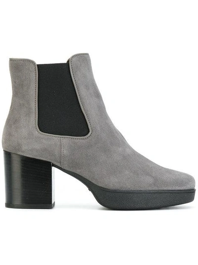 Shop Tod's Platform Ankle Boots In Grey