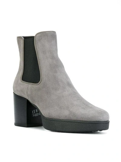 Shop Tod's Platform Ankle Boots In Grey