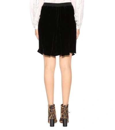 Shop Isabel Marant Tanza Pleated Velvet Skirt In Black
