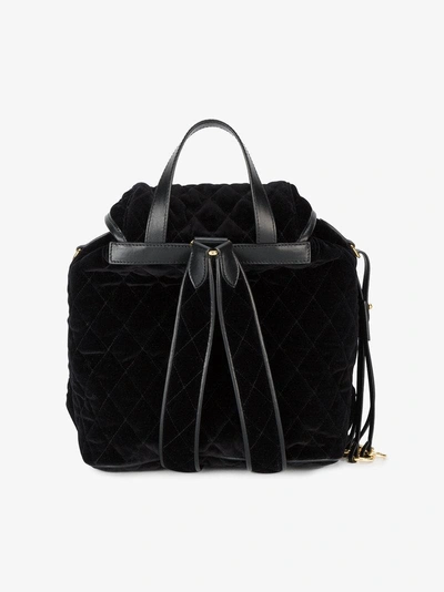 Shop Prada Black Quilted Velvet Backpack