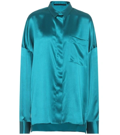 Shop Haider Ackermann Silk-satin Shirt In Turquoise