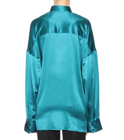 Shop Haider Ackermann Silk-satin Shirt In Turquoise