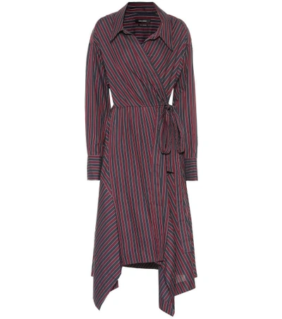 Shop Isabel Marant Mila Striped Cotton Wrap Dress In Red
