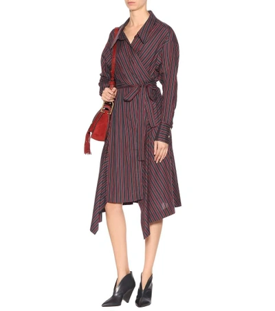 Shop Isabel Marant Mila Striped Cotton Wrap Dress In Red