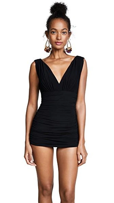 Shop Norma Kamali Tara Swim Dress In Black