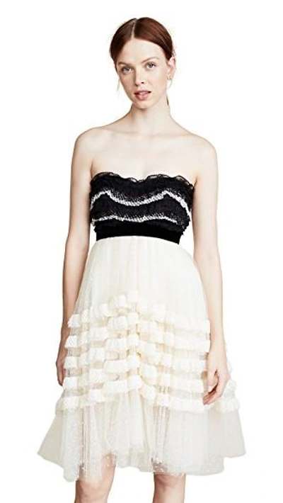 Shop Philosophy Di Lorenzo Serafini Strapless Ruffle Dress In Black/white