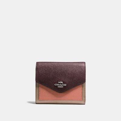 Shop Coach Small Wallet In Colorblock In Stone/melon Multi/silver