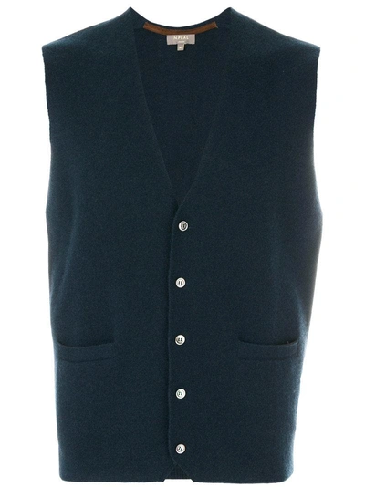 Shop N•peal The Chelsea Milano Cashmere Waistcoat In Blue