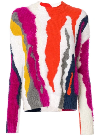 Shop Kenzo Tonal Colour Block Knit Sweater