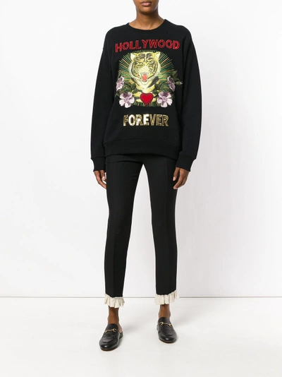 Shop Gucci Black Women's Hollywood Forever Embroidered Sweatshirt