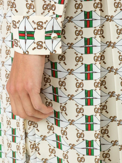 Shop Gucci Long Sleeve Logo Dress