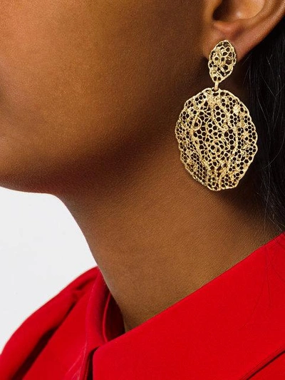 Shop Aurelie Bidermann Vintage Lace Clip-on Earrings In Metallic