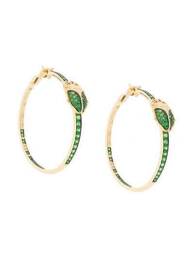 Shop Aurelie Bidermann 18kt Gold Scarab Couture Tsavorite And Diamond Earrings In Metallic