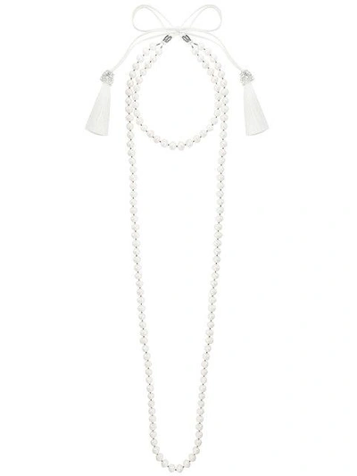 Shop Night Market Long Pearl Necklace In White