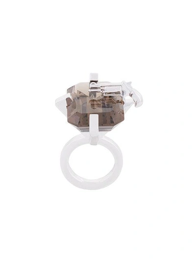 Shop Mehem Large Rectangular Gemstone Ring - Metallic