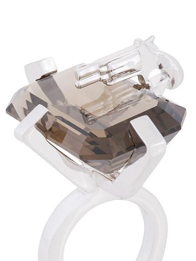 Shop Mehem Large Rectangular Gemstone Ring - Metallic