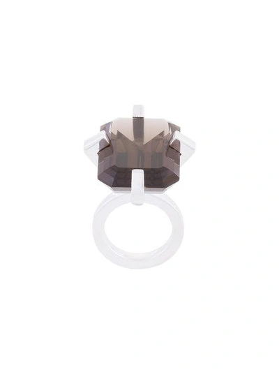 Shop Mehem Rectangular Gemstone Ring - Metallic