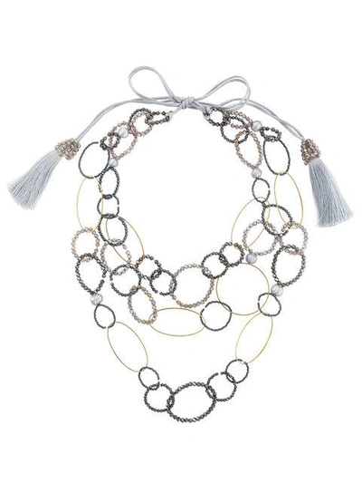 Shop Night Market Bead And Ring Layered Necklace In Grey