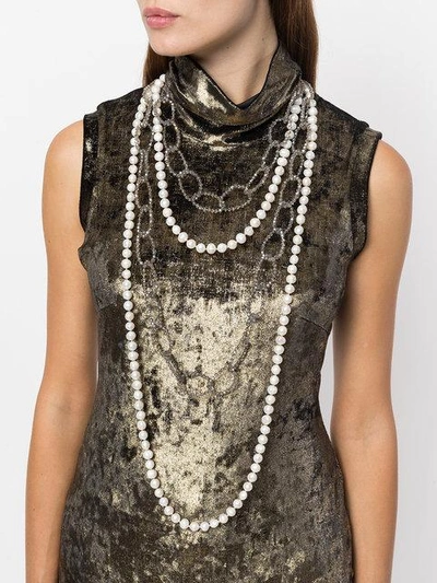 Shop Night Market Faux Pearl And Bead Layered Necklace In White