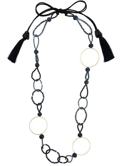 Shop Night Market Bead And Ring Long Necklace In Black