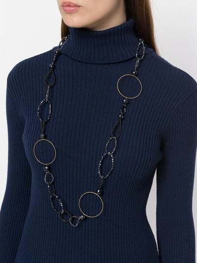 Shop Night Market Bead And Ring Long Necklace In Black