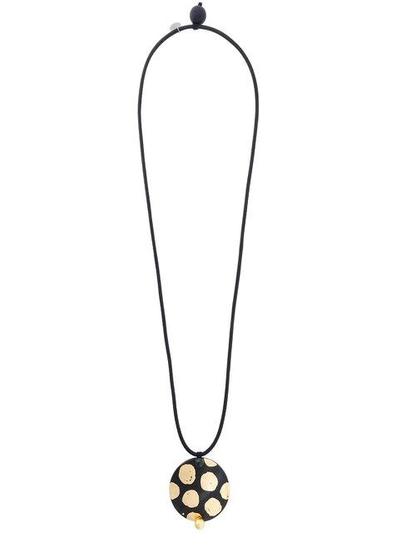 Shop Maria Calderara Disk Pendant Necklace In Black