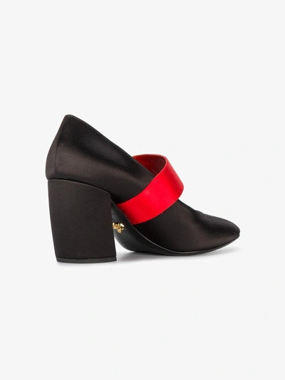 Shop Prada Black Mary Jane 75 Satin Pumps