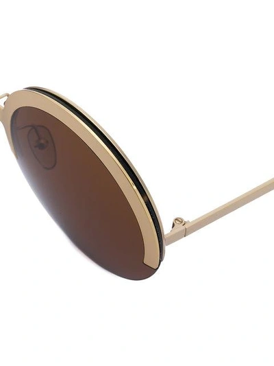 Shop Marni Eyewear Round Half Frame Sunglasses In Brown
