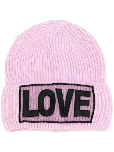 Versace Love Knitted Wool Beanie Hat In Pink | ModeSens