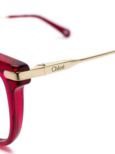 Shop Chloé Framed Eye Glasses In Red