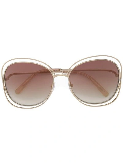 Shop Chloé Eyewear Oversized Sunglasses - Metallic