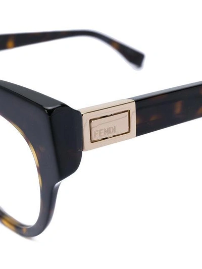 Shop Fendi Eyewear Tortoiseshell Cat Eye Glasses - Brown