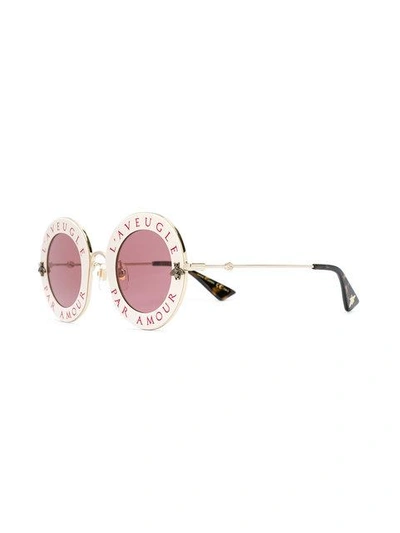Shop Gucci Eyewear Round Framed Sunglasses - Neutrals