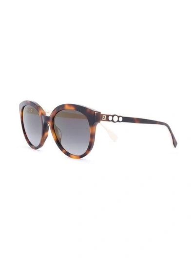 Shop Fendi Eyewear Tortoiseshell Round Frame Sunglasses - Brown