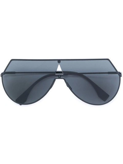 Shop Fendi Deconstructed Aviator Sunglasses In Black