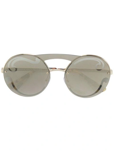 Shop Prada Oversized Round Sunglasses In Metallic