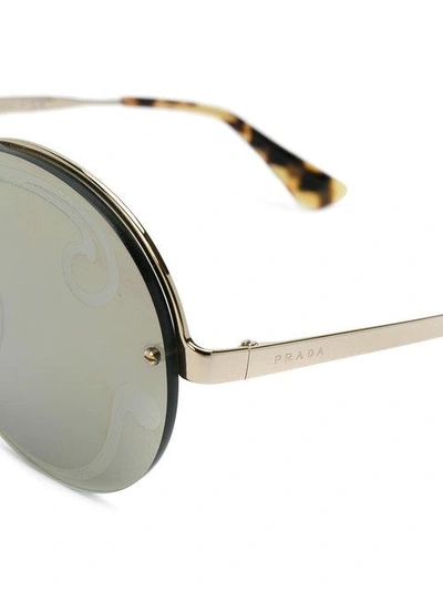 Shop Prada Oversized Round Sunglasses In Metallic