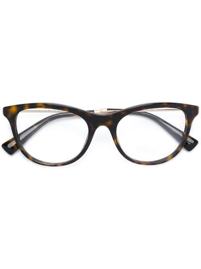 Shop Valentino Eyewear Tortoiseshell Effect Glasses - Brown