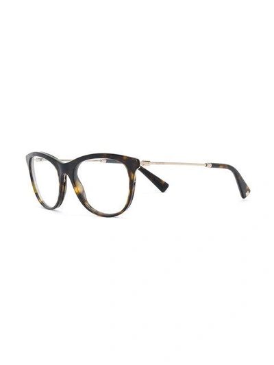 Shop Valentino Eyewear Tortoiseshell Effect Glasses - Brown