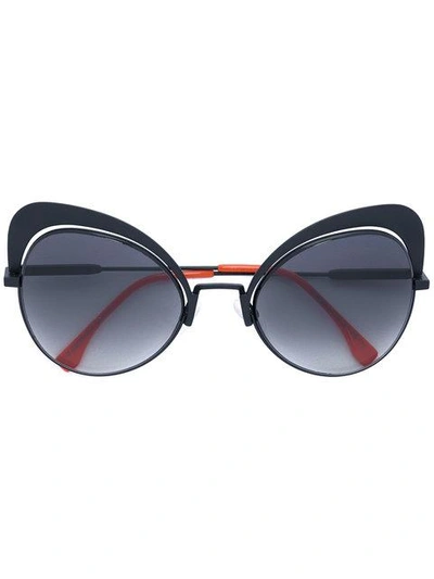 Shop Fendi Eyeshine Sunglasses In Black