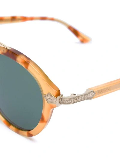 Shop Gucci Double Bridge Round Sunglasses