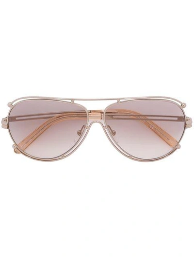 Shop Chloé Eyewear 'isidora' Sunglasses - Neutrals